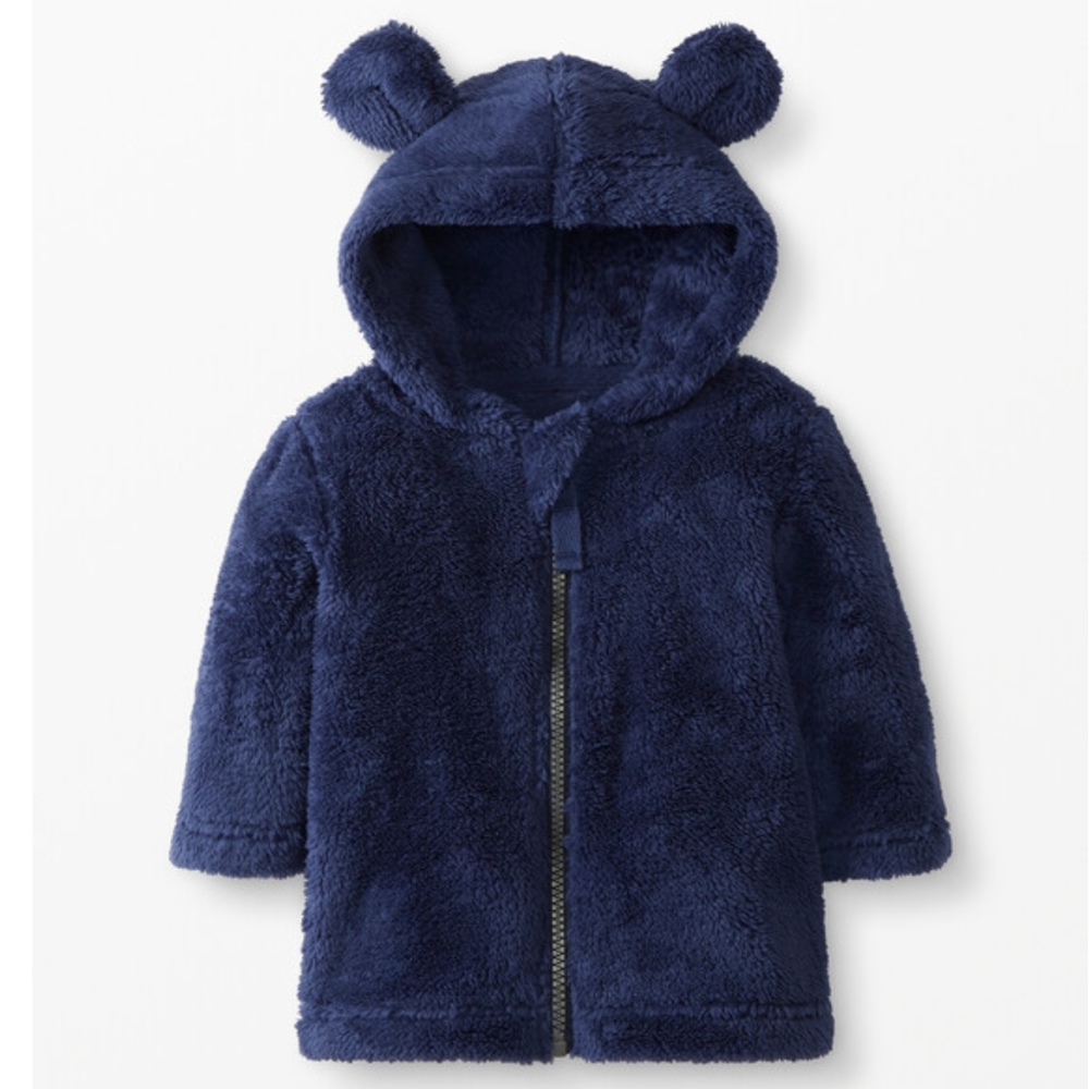 Hanna Andersson Navy Baby Bear Marshmallow Fleece Jacket 18-24 Months